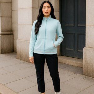 Juicy‎ Couture Micro Terry Full Zip Jacket Color Blue Glow Sz Large MSRP $108